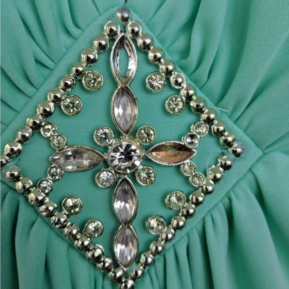 70s Maxi Dress Seafoam Sheer Sleeves S - Picture 6 of 7